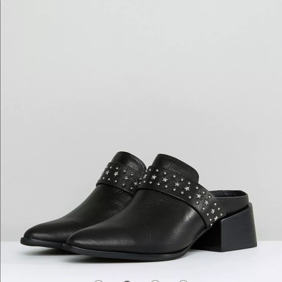 Sol Sana Charli Black Studded Leather Mules Size 37 - Picture 2 of 10